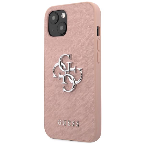 Guess 4G Metal Logo Saffiano Backcover Apple iPhone 13 Mini - Rosa