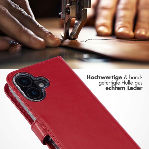 Selencia Echtleder Klapphülle Apple iPhone 16 Plus - Rot