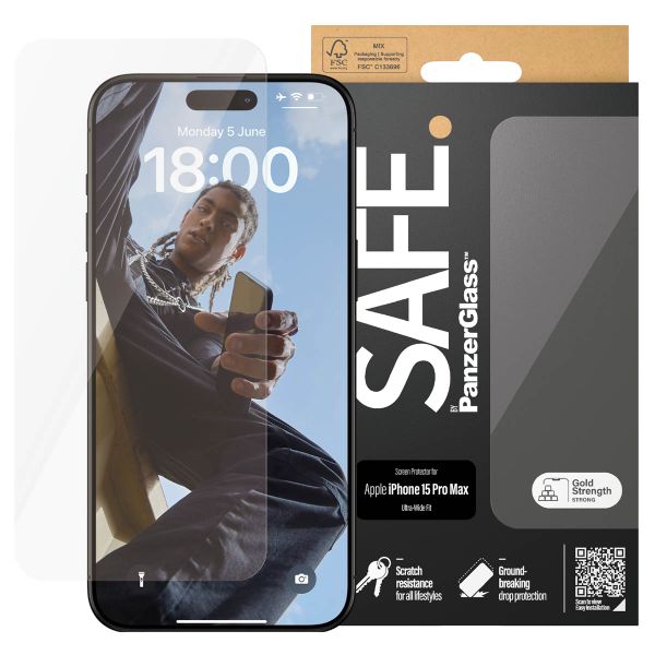 SAFE by PanzerGlass Ultra-Wide Fit Displayschutz für das Apple iPhone 15 Pro Max