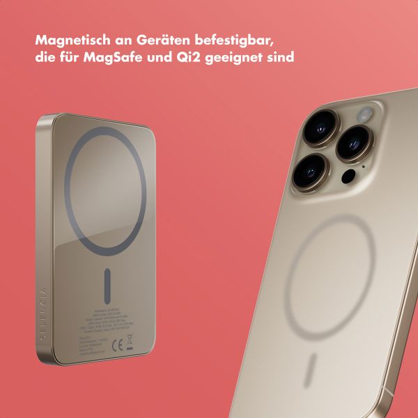 Selencia Vivid Powerbank 5.000 mAh - MagSafe und Qi2 - Desert Gold / Rosy Marble