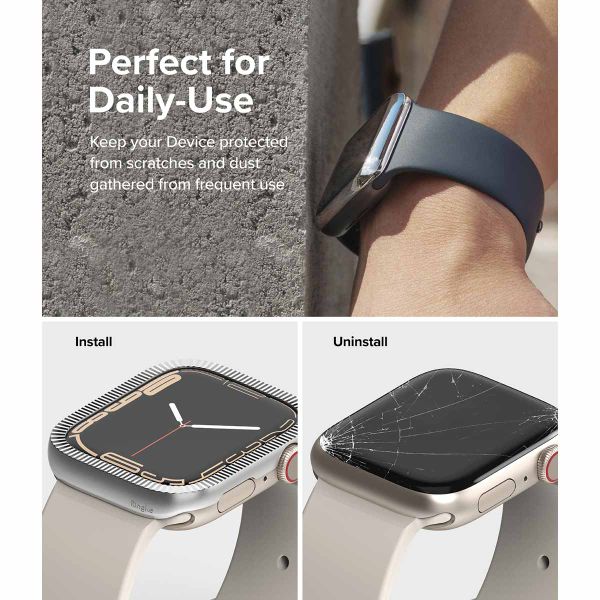 Ringke Bezel Styling für die Apple Watch Series 7 / 8 / 9 - 41 mm - Matte Curve Silver