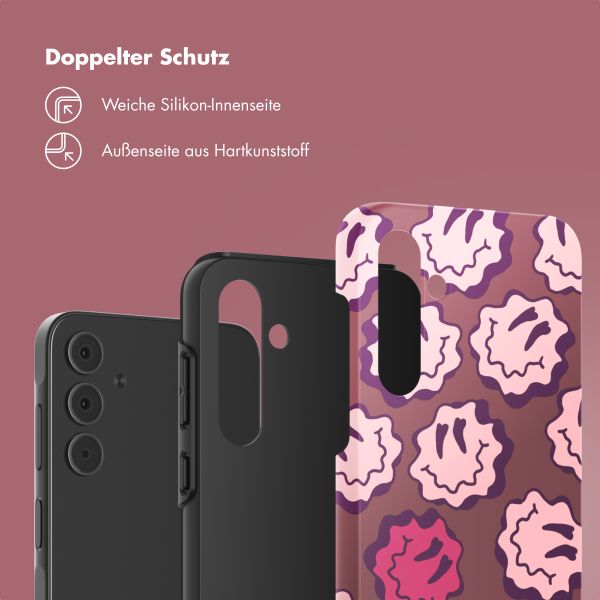 Selencia Vivid Back Cover Samsung Galaxy A55 - Wavy Smiley Pink