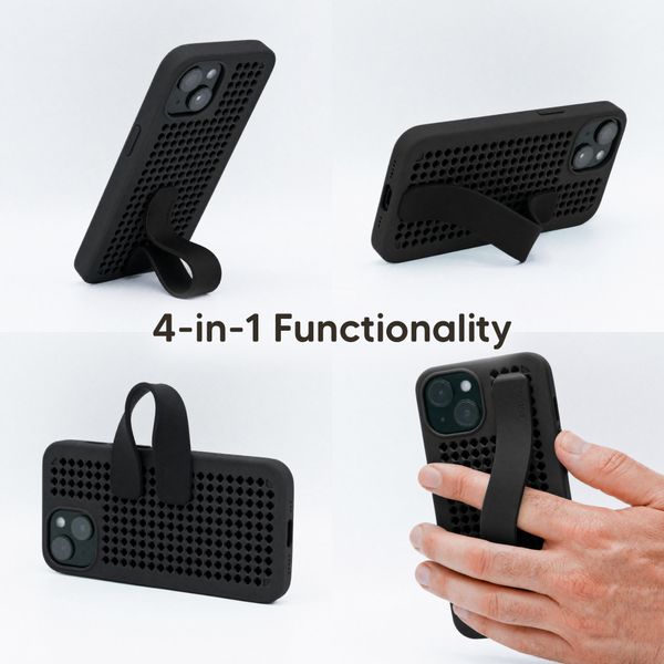 Callbuddy Hülle mit Strap Apple iPhone 17e / 16e / 15 / 14 / 13 - Epic Black