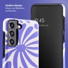 Selencia Vivid Back Cover Samsung Galaxy S21 FE - Modern Bloom Sapphire Blue