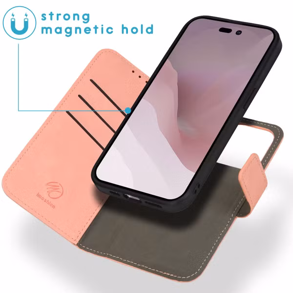 imoshion Entfernbare 2-1 luxuriöse Klapphülle für das Apple iPhone 14 Pro - Rosa