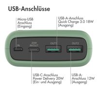 imoshion Powerbank - 27.000 mAh - Schnelles Aufladen und Power Delivery - Grün