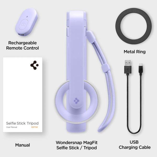 Spigen MagSafe Stativ Selfie-Stick - mit Fernbedienung - Universal - 74CM - Lavender