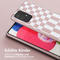 Selencia Silikonhülle design mit abnehmbarem Band für das Samsung Galaxy A53 - Irregular Check Sand Pink