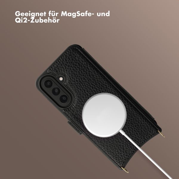 Selencia Riva Bookcase mit MagSafe und Handgelenkband Samsung Galaxy A57 (5G) - Schwarz