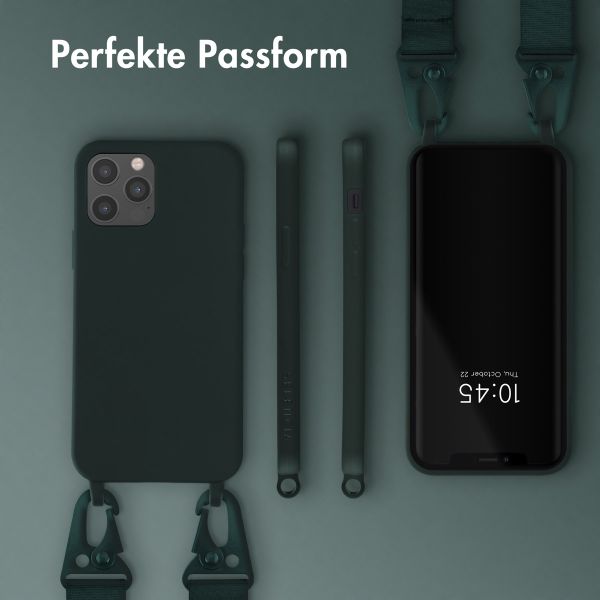 Selencia SilikonHülle mit abnehmbarem Band Apple iPhone 12 (Pro) - Dunkelgrün