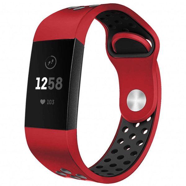 imoshion Silikonband Sport Fitbit Charge 3 / 4 - Rot / Schwarz