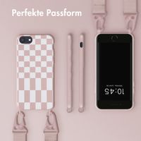 Selencia Silikonhülle design mit abnehmbarem Band für das iPhone SE (2022 / 2020) / 8 / 7 - Irregular Check Sand Pink