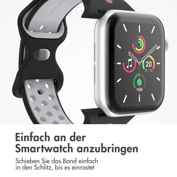 imoshion Sportarmband⁺ für die Apple Watch Series 1 bis 10 / SE / Ultra (2) (44/45/46/49 mm) - Größe M/L - Black Rainbow