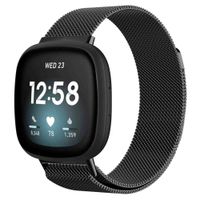 imoshion Mailändische Magnetarmband für das Fitbit Versa 3 - Größe M - Schwarz