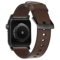 Nomad Modernes Lederarmband für die Apple Watch Series 1 bis 9 / SE (38/40/41 mm) | Series 10 (42 mm) - Braun/Schwarz