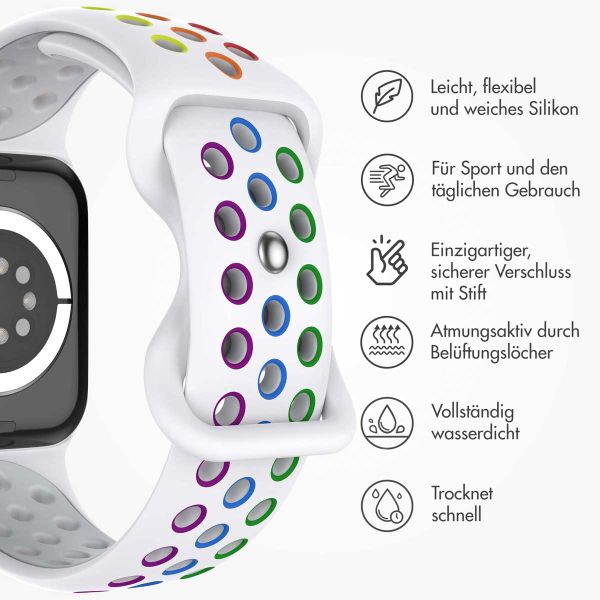 imoshion Sportarmband⁺ für das Apple Watch Series 1 bis 11 / SE / Ultra (44/45/46/49 mm) - Größe M/L - White Rainbow