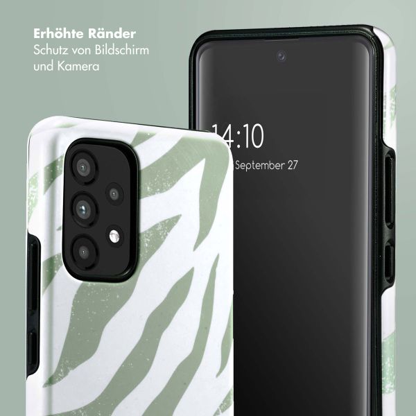 Selencia Vivid Tough Back Cover für das Samsung Galaxy A53 - Colorful Zebra Sage Green