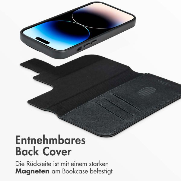 Accezz 2-in-1 Klapphülle aus Leder mit MagSafe für das iPhone 14 Pro - Onyx Black