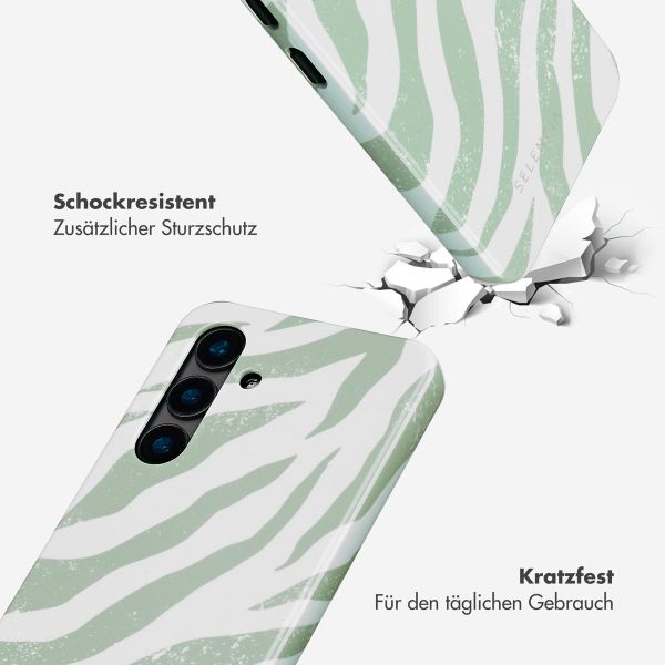 Selencia Vivid Tough Back Cover für das Samsung Galaxy S24 - Colorful Zebra Sage Green