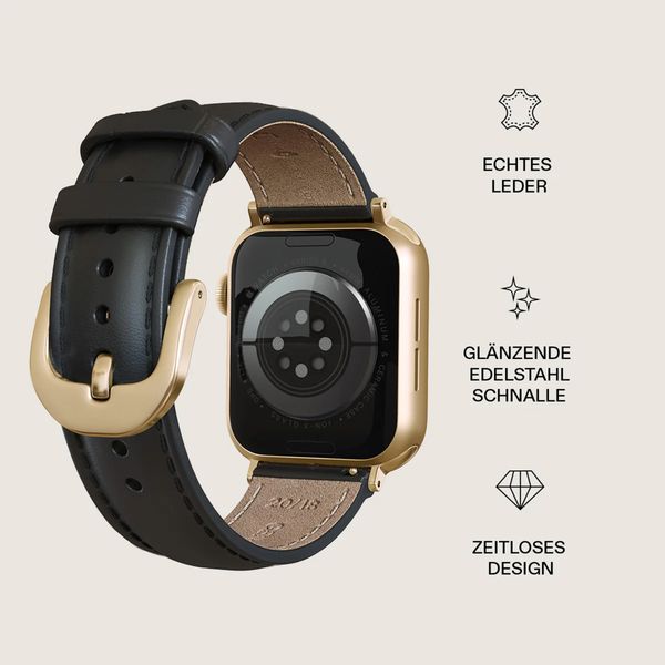 Burga Armband aus echtem Leder für Apple Watch Series 1 - 11 / SE / Ultra (44/45/46/49 mm) - Don't Text / Gold