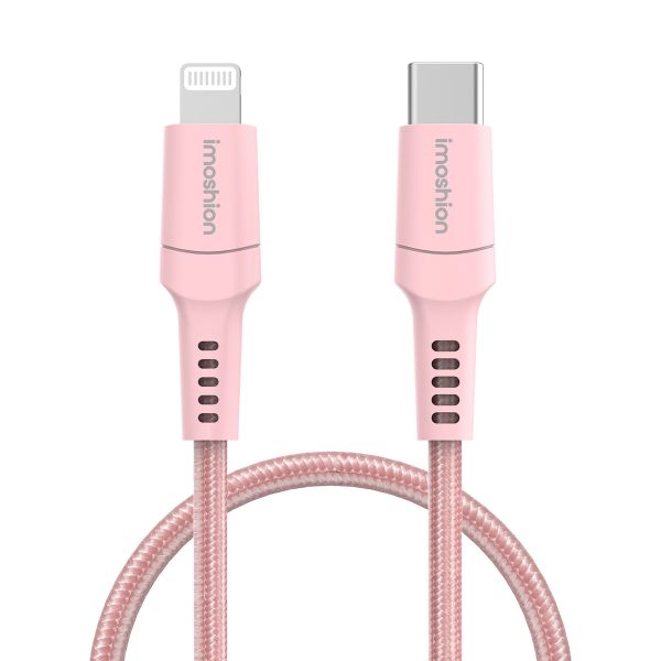 imoshion ﻿Lightning- auf USB-C-Kabel – nicht MFi-zertifiziert – Geflochtenes Gewebe – 1 m – Rosa