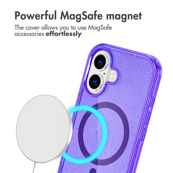 imoshion Sparkle Back Cover mit MagSafe Apple iPhone 16 - Glitzer Violett
