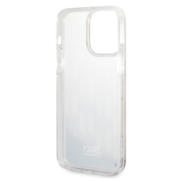 Karl Lagerfeld Liquid Glitter Cover Monogram für das iPhone 14 Pro Max - Silber