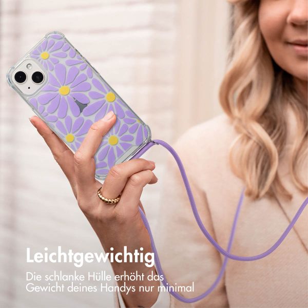 imoshion Design Hülle mit Band Apple iPhone 13 - Tropical Violet Flowers Connect
