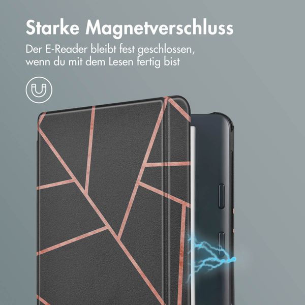 imoshion Design Slim Hard Case Sleepcover mit Stand Kobo Libra Colour - Black Graphic