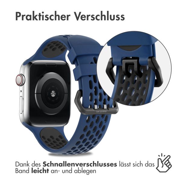 imoshion Silikonsportarmband Buckle für das Apple Watch Series 1-9 / SE - 38/40/41 mm / Series 10 - 42 mm - Blau / Schwarz