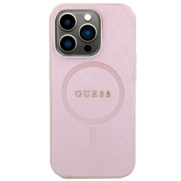 Guess Saffiano MagSafe Back Cover für das iPhone 15 Pro - Rosa