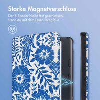 imoshion Design Slim Hard Case Sleepcover mit Stand Kobo Libra Colour - Flower Tile