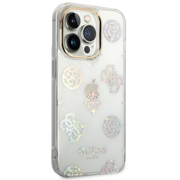 Guess Peony Glitter Back Cover für das iPhone 14 Pro - Weiß