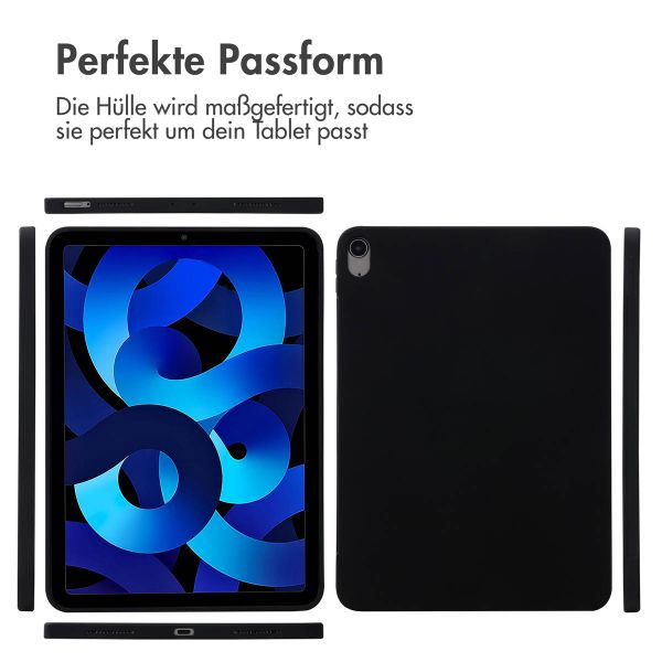 Accezz Liquid Silicone Back Cover mit Stifthalter Apple iPad Air 11 Zoll (2025) M3 / (2024) M2 / Air 5 (2022) / Air 4 (2020) - Schwarz