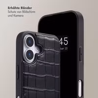 Selencia Nova Croco HandyHülle mit Kordel und Kartenhalter Apple iPhone 17 - Schwarz