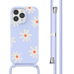 imoshion Silikonhülle design mit Band für das iPhone 13 Pro - Lila Flower Distance