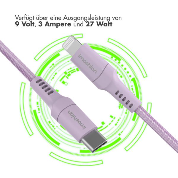 imoshion ﻿Lightning- auf USB-C-Kabel – nicht MFi-zertifiziert – Geflochtenes Gewebe – 2 m – Lila