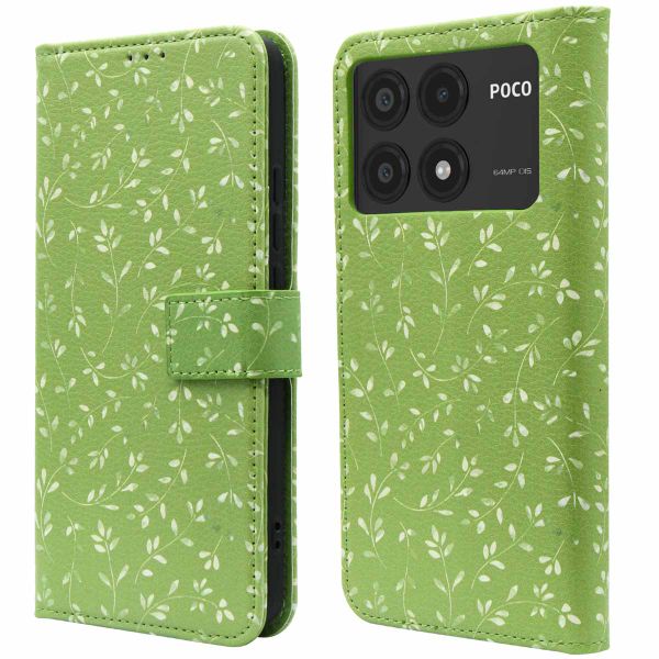 imoshion Design Klapphülle für das Xiaomi Poco X6 Pro - Green Flowers