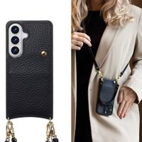 Selencia Nova HandyHülle mit Kordel und Kartenhalter Samsung Galaxy S26 - Schwarz