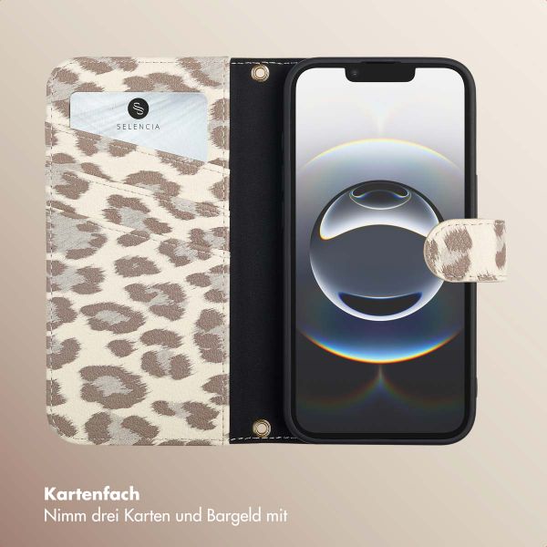 Selencia Sabi Klapphülle mit Leopardenmuster Apple iPhone 16e - Soft Ivory