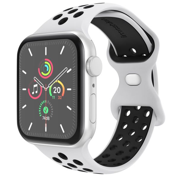 imoshion Sportarmband⁺ für die Apple Watch Series 1 bis 9 / SE (38/40/41 mm) | Series 10 (42 mm) - Größe S/M - Pure Platinum & Black