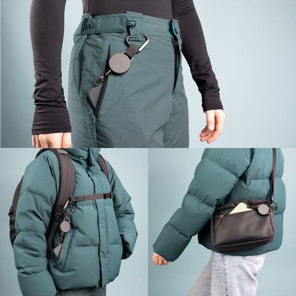 imoshion Ausziehbares Kabel mit Karabinerhaken und Telefonpad - Schwarz