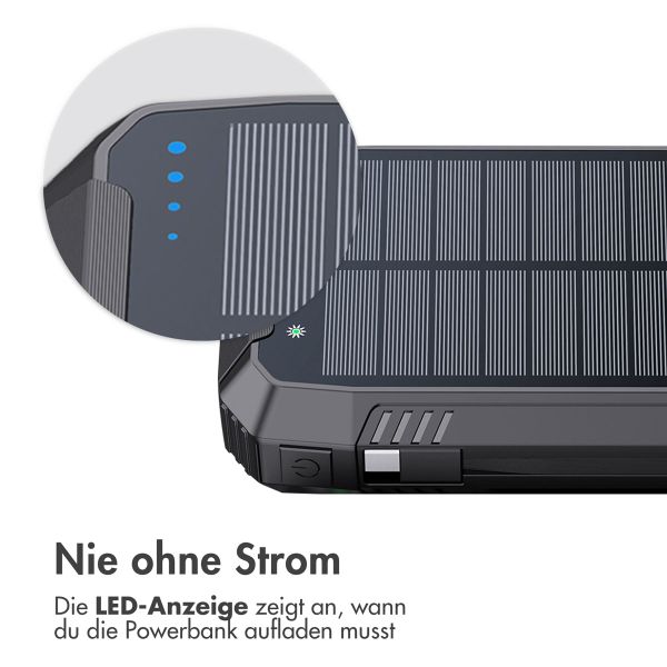 imoshion ﻿Solar Powerbank – Kabellose Powerbank mit Solarpanel – Schnellaufladung und Stromversorgung – 30.000 mAh – Schwarz