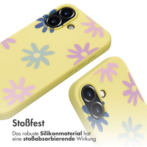 imoshion Silikonhülle design mit Band für das iPhone 16 - Yellow Flower Distance