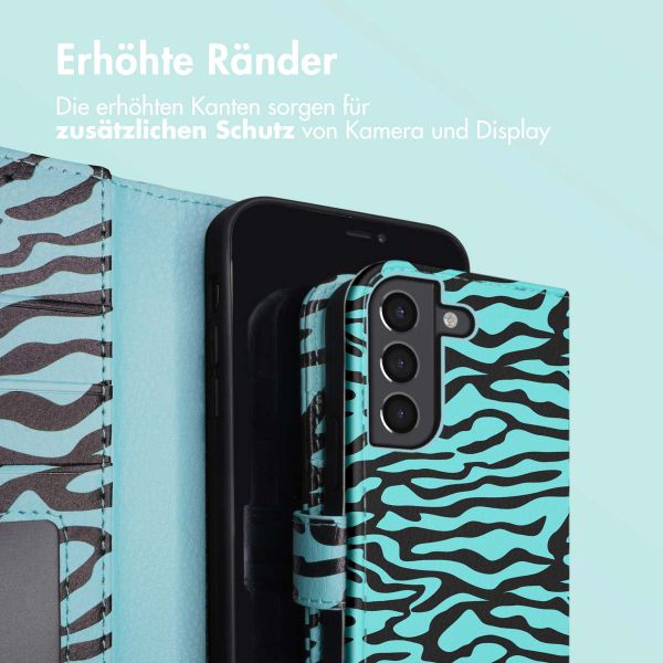 imoshion Design Klapphülle Samsung Galaxy S21 - Black Blue Stripes