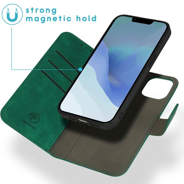 imoshion Entfernbare 2-1 luxuriöse Klapphülle für das Apple iPhone 14 - Dunkelgrün