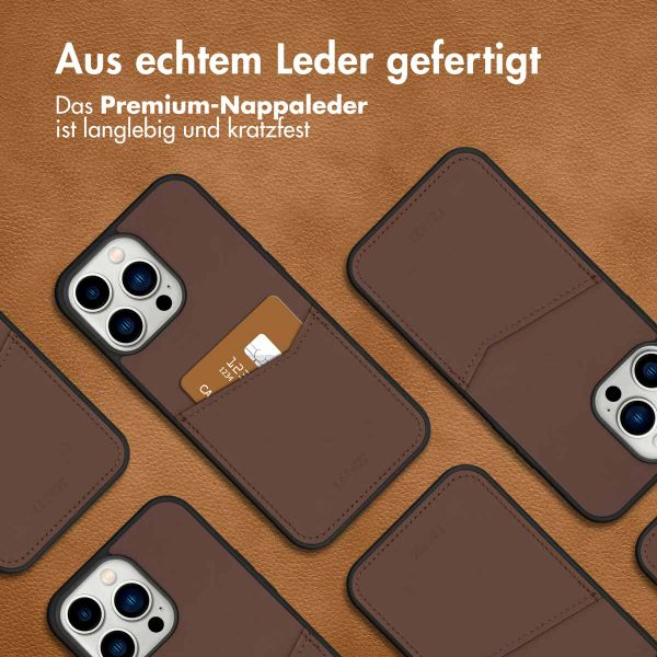 Accezz Premium Leather Card Slot Back Cover Apple iPhone 14 Pro Max - Braun