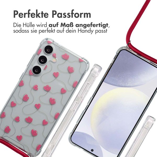 imoshion Design Hülle mit Band Samsung Galaxy S24 - Dusty Rose Connected Hearts