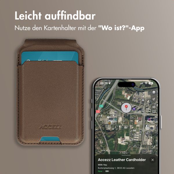 Accezz Magnetische Leder-Wallet mit Standfunktion - Geeignet für Apple Find My - Coffee Brown