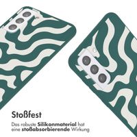 imoshion Silikonhülle design mit Band für das Samsung Galaxy S21 - Petrol Green Groovy